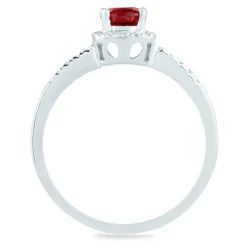 Garnet And Diamond Ring In 10K White Gold (1/10 Ct. Tw.)