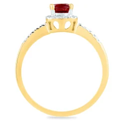 Garnet And Diamond Ring In 10K Yellow Gold (1/10 Ct. Tw.)