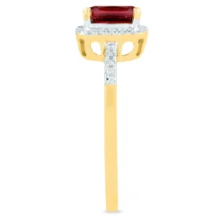 Garnet And Diamond Ring In 10K Yellow Gold (1/10 Ct. Tw.)