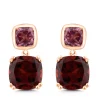 Garnet And Rhodolite Drop Earrings In 10K Rose Gold