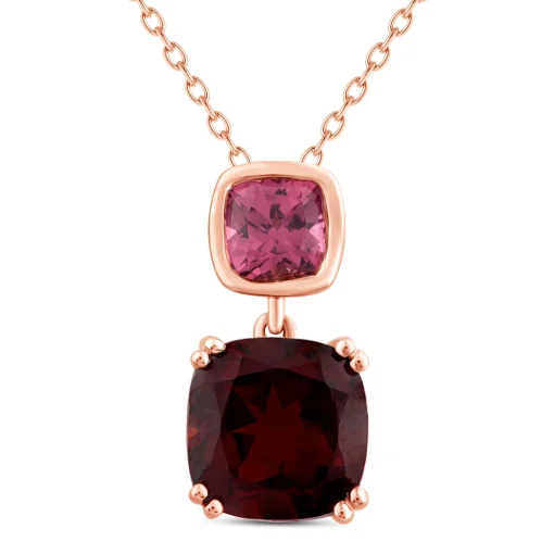 Garnet And Rhodolite Pendant In 10K Rose Gold