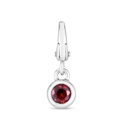 Garnet Birthstone Charm In Sterling Silver