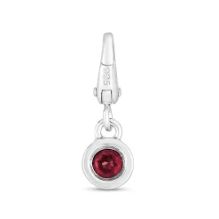 Garnet Birthstone Charm In Sterling Silver