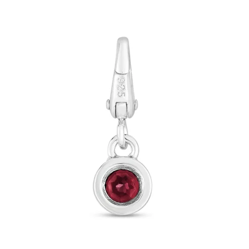Garnet Birthstone Charm In Sterling Silver