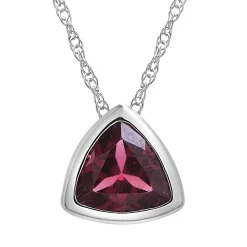 Garnet Pendant With Trillion Cut In 10K White Gold