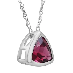 Garnet Pendant With Trillion Cut In 10K White Gold