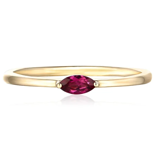 Garnet Stack Ring In 10K Yellow Gold