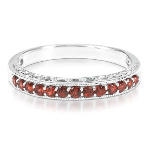Garnet Stackable Ring In Sterling Silver