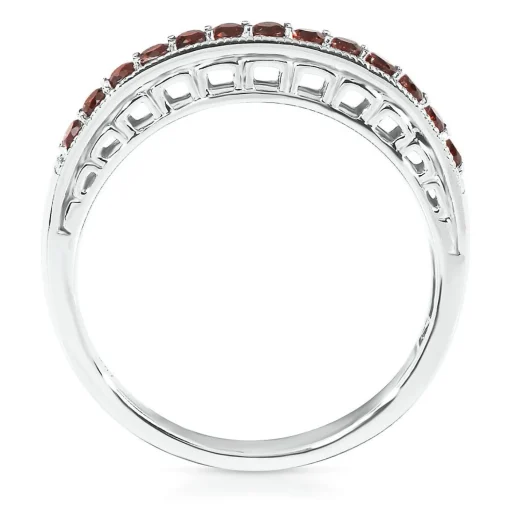 Garnet Stackable Ring In Sterling Silver