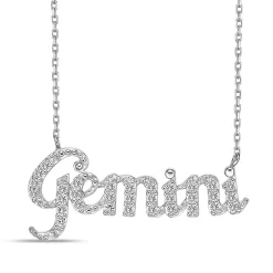 Gemini Lab Created White Sapphire Necklace In Sterling Silver