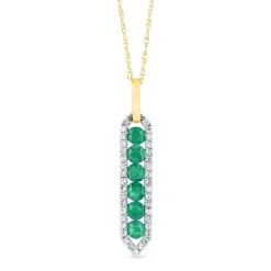 Gemstone And Diamond Pendant In 10K Yellow Gold (1/5 Ct. Tw.)