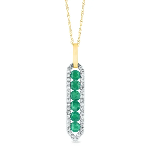Gemstone And Diamond Pendant In 10K Yellow Gold (1/5 Ct. Tw.)