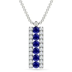Gemstone And Diamond Vertical Bar Pendant In 14K Gold (1/10 Ct. Tw.)