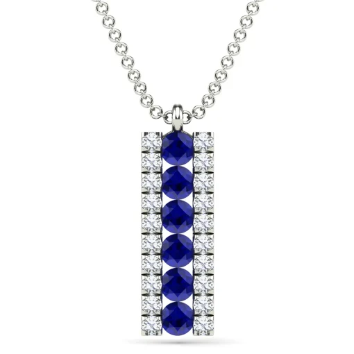 Gemstone And Diamond Vertical Bar Pendant In 14K Gold (1/10 Ct. Tw.)