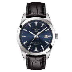 Gentleman Quartz Men's Black Leather Watch In Stainless Steel, 40Mm