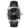 Gentleman Quartz Men's Brown Leather Watch In Stainless Steel, 40Mm