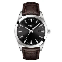 Gentleman Quartz Men's Brown Leather Watch In Stainless Steel, 40Mm
