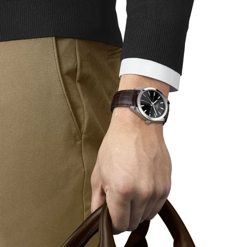 Gentleman Quartz Men's Brown Leather Watch In Stainless Steel, 40Mm