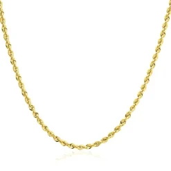 Glitter Hollow Rope Chain In 14K Yellow Gold, 24"