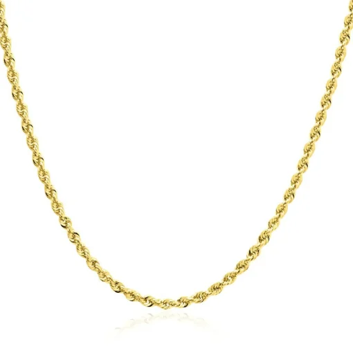 Glitter Hollow Rope Chain In 14K Yellow Gold, 24"