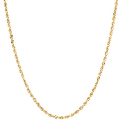 Glitter Rope Chain Necklace In 14K Yellow Gold, 2Mm, 24"