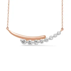 Graduated Bypass Necklace In 10K Rose Gold (1/4 Ct. Tw.)