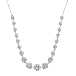 Graduated Cluster Diamond Necklace In 10K White Gold (2 Ct. Tw.)