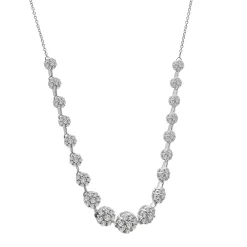 Graduated Cluster Diamond Necklace In 10K White Gold (2 Ct. Tw.)