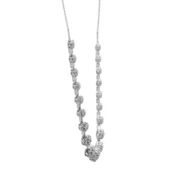 Graduated Cluster Diamond Necklace In 10K White Gold (2 Ct. Tw.)