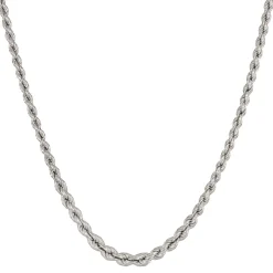 Graduated Rope Chain Necklace In Sterling Silver, 22"