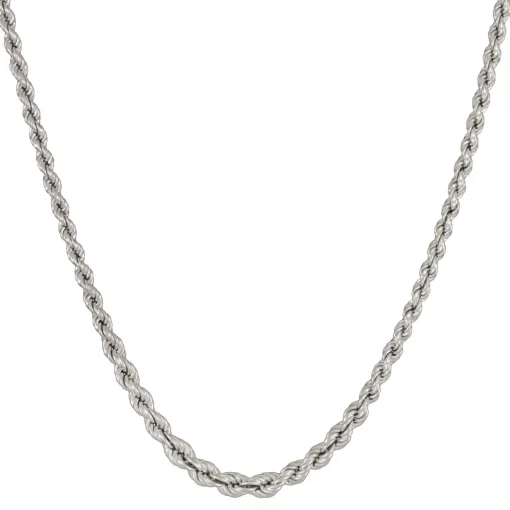 Graduated Rope Chain Necklace In Sterling Silver, 22"