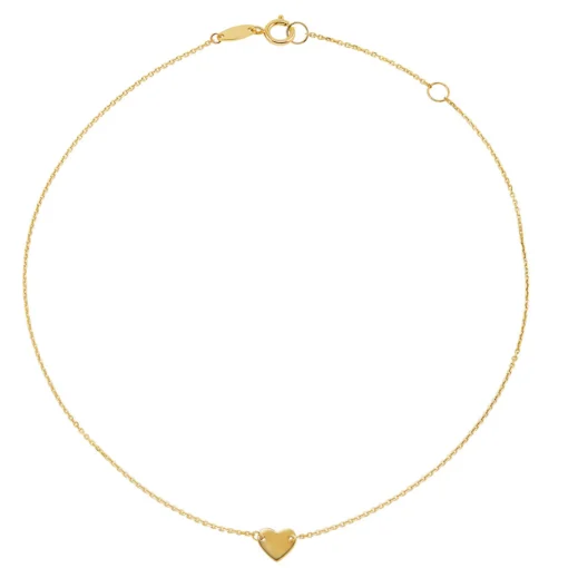 Heart Anklet In 14K Yellow Gold