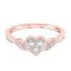 Heart Cluster Diamond Ring In 10K Rose Gold (1/5 Ct. Tw.)