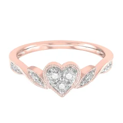 Heart Cluster Diamond Ring In 10K Rose Gold (1/5 Ct. Tw.)