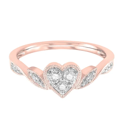 Heart Cluster Diamond Ring In 10K Rose Gold (1/5 Ct. Tw.)