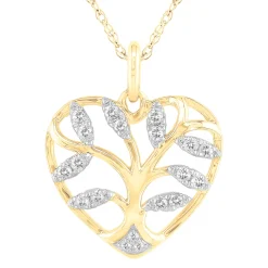Heart Pendant With Diamonds In 10K Yellow Gold (1/8 Ct. Tw.)