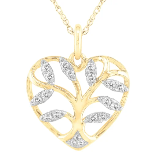 Heart Pendant With Diamonds In 10K Yellow Gold (1/8 Ct. Tw.)
