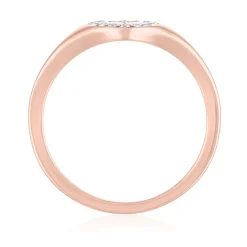 Heart Signet Ring With Diamond Accent In 10K Rose Gold