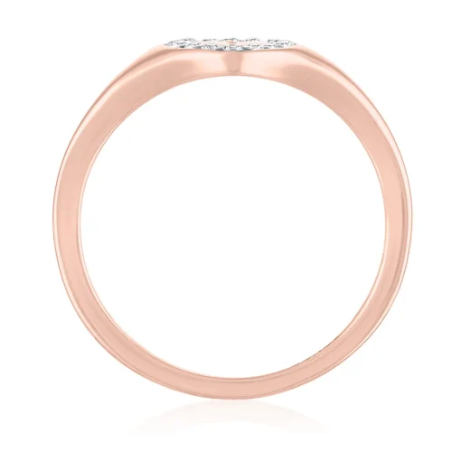 Heart Signet Ring With Diamond Accent In 10K Rose Gold