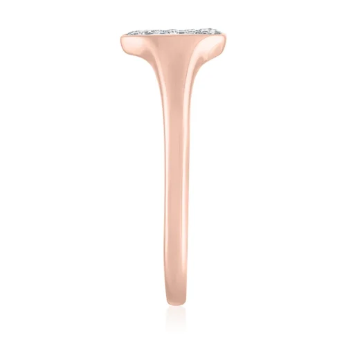 Heart Signet Ring With Diamond Accent In 10K Rose Gold