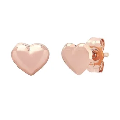 Heart Stud Earrings In 14K Rose Gold