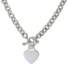 Heart Toggle Necklace With Rolo Chain In Sterling Silver, 17"
