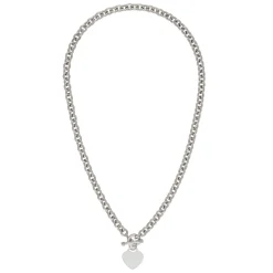 Heart Toggle Necklace With Rolo Chain In Sterling Silver, 17"