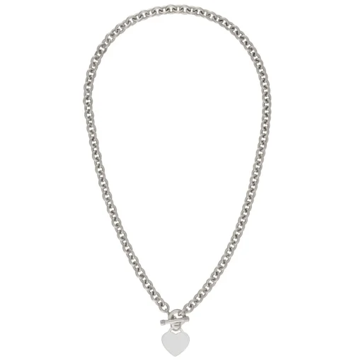 Heart Toggle Necklace With Rolo Chain In Sterling Silver, 17"