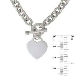 Heart Toggle Necklace With Rolo Chain In Sterling Silver, 17