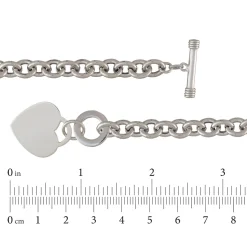 Heart Toggle Necklace With Rolo Chain In Sterling Silver, 17