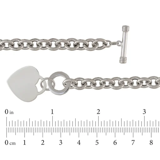 Heart Toggle Necklace With Rolo Chain In Sterling Silver, 17"