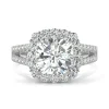 Hearts & Arrows Moissanite Ring With Halo In 14K White Gold (2 7/8 Ct. Tw.)
