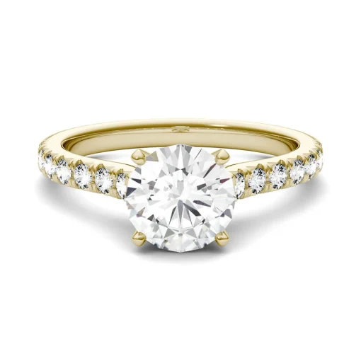 Hearts & Arrows Moissanite Ring In 14K Yellow Gold (1 7/8 Ct. Tw.)