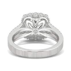 Hearts & Arrows Moissanite Ring With Halo In 14K White Gold (2 7/8 Ct. Tw.)